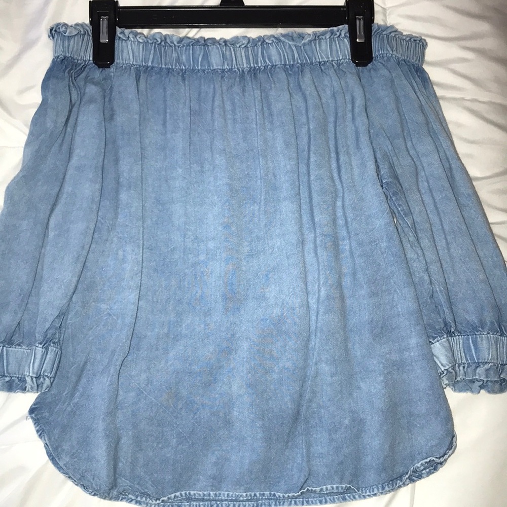 feaux denim strapless top